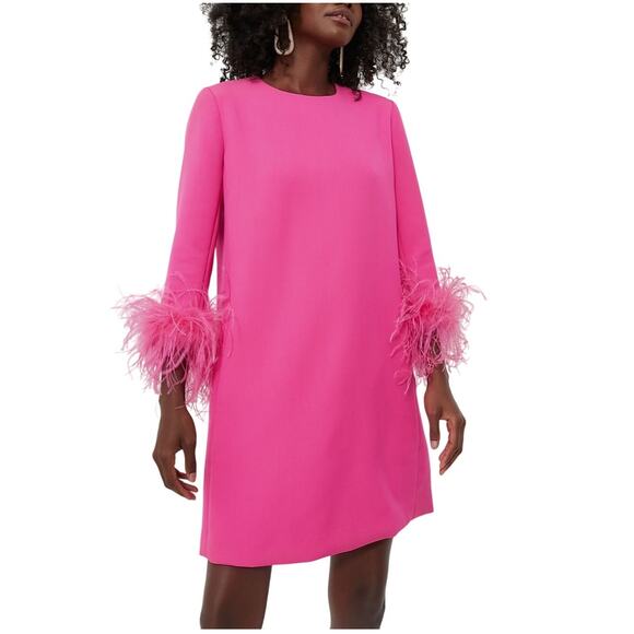 Tuckernuck Dresses & Skirts - Tuckernuck Feather Trimmed Fuchsia Mary Dress Size XXS